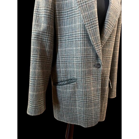 David N Vintage Glen Plaid Blazer Men Velvet Collar scandinavian estate tweed - Picture 5 of 10